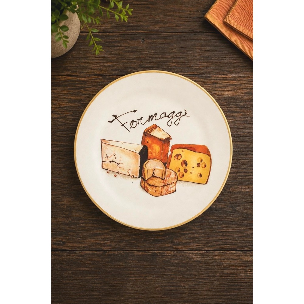 Formaggi Italian Ceramic Cheese Tray Platter Ceramica Cuore Italy Round‎ Display
